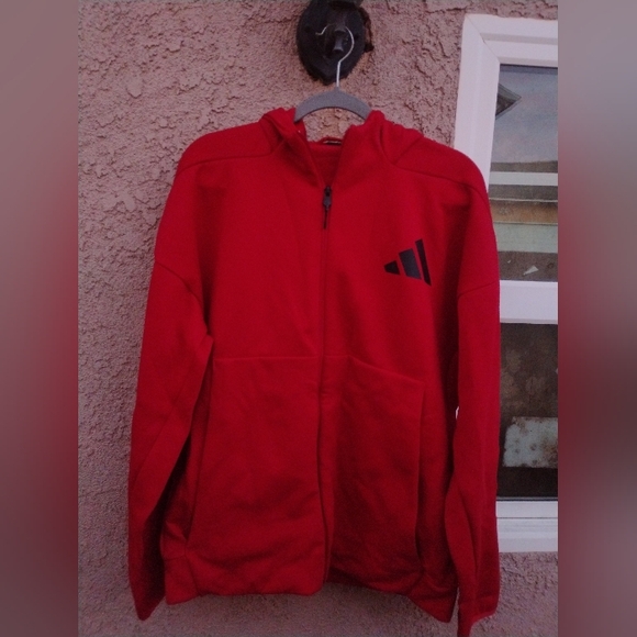 Adidas Red Zip-Up Hoodie For Men, New W TAGS - Picture 2 of 6